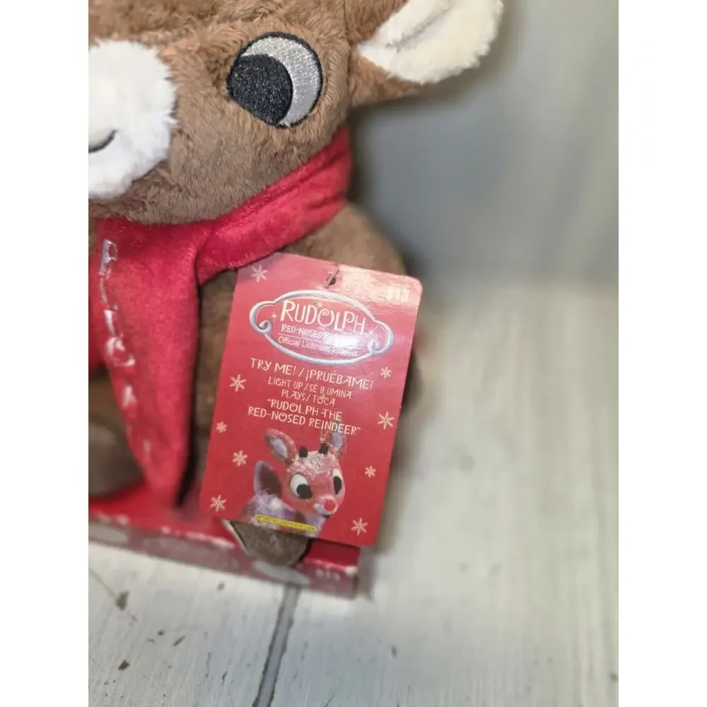 DanDee Rudolph Red Nose Reindeer Plush Light Up Sings Jingle Bells Needs Battery